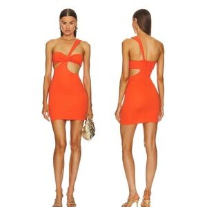 Orange mini dress by Michael Costello x Revolve
